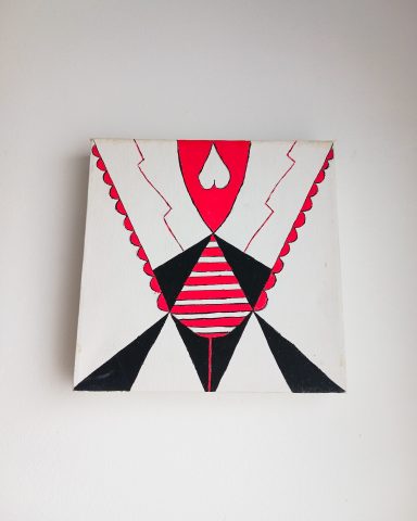 Peinture abstrait dame de coeur rouge et noir Alice au pays des merveilles Aimie Lisa (gouache) pop art