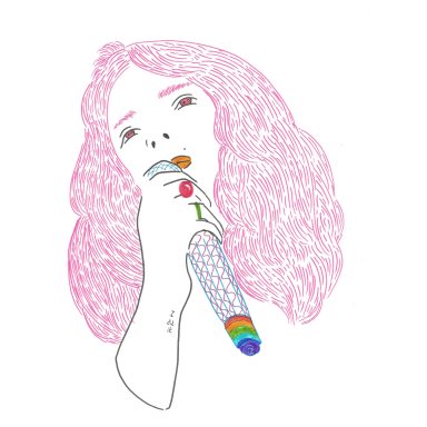 Portrait au feutre Aimie Lisa minimaliste chanteuse cheveux roses micro mélancolie