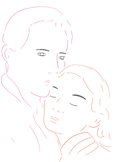 Portrait au feutre Aimie Lisa couple câlin tendre tendresse minimaliste