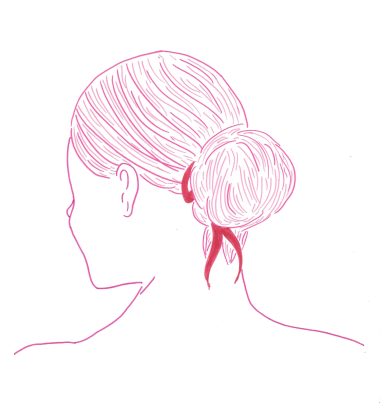 Portrait au feutre Aimie Lisa minimaliste femme de dos cheveux roses chignon cheveux attachés