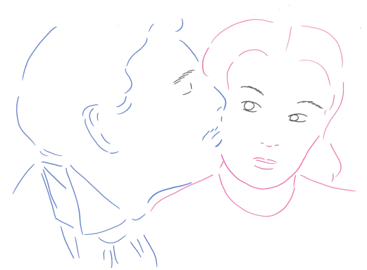 Portrait au feutre Aimie Lisa minimaliste couple qui s'embrasse homme qui embrasse une femme autant en emporte le vent amour tendresse