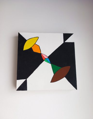 Peinture abstrait symétrie noir et blanc couleur Aimie Lisa (gouache) pop art