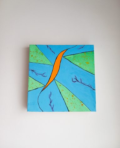 Peinture abstrait crevette dans la mer Aimie Lisa (gouache) pop art